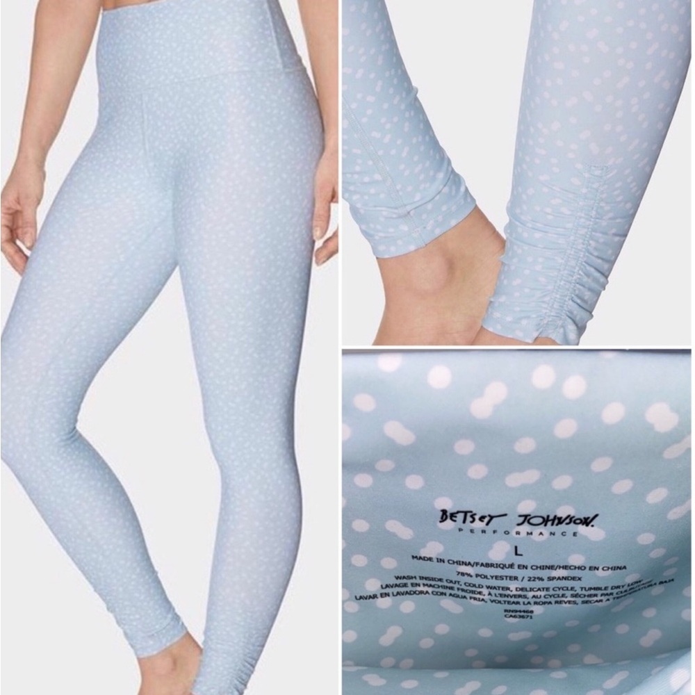 Betsey Johnson Performance Ruched Ankle Cropped Leggings Size Large